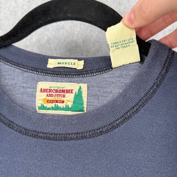 Abercrombie Fitch Mens VTG Shirt Size XL Blue 90s Muscle Slalom Team District 9 - Picture 6 of 10